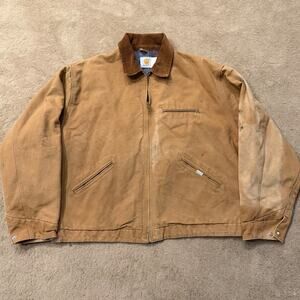 Vintage Carhartt Jacket Mens 80s Detroit 2XL Blanket Lined Duck Canvas Zip 6BLJ